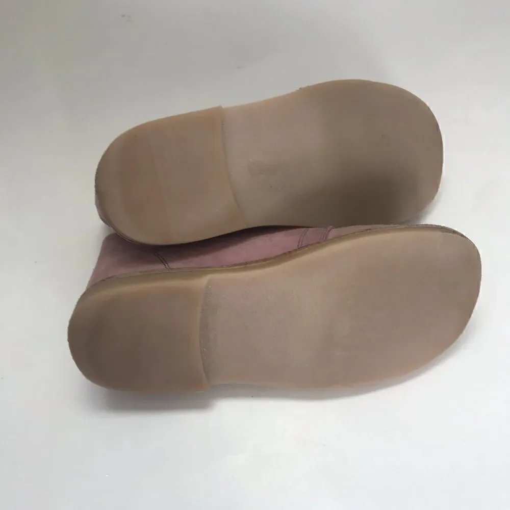 Mini Boden pink suede leather lace up boots